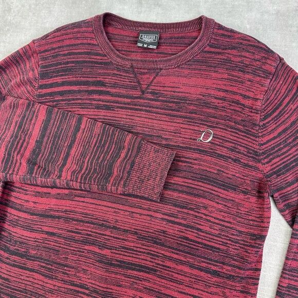 DRAVUS Sweater Mens Medium Red Heather Knit Crewneck Pullover Thermal Sweatshirt - Picture 1 of 8
